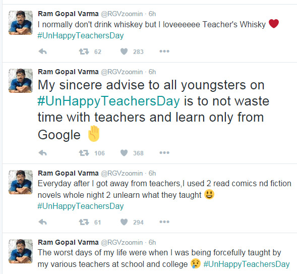 ram gopal varma,september 5th,teachers day,ram gopal varma comments on teachers day,rgv  గురుపూజోత్సవం రోజే వర్మ గురువైండు!  